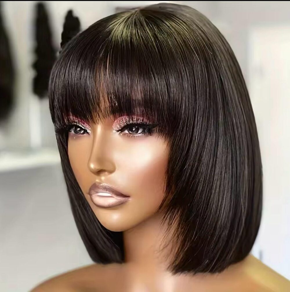 Straight Bob Human Hair Wig With a Bang - Image 5