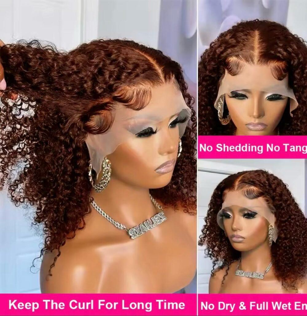Curly Short Bob Human Hair Wig - Image 3
