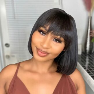 Short Bob Human Hair Wig with Bangs